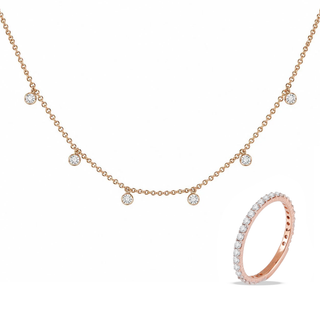 14kt Diamond Eternity Band Ring & 14kt Snowball Necklace