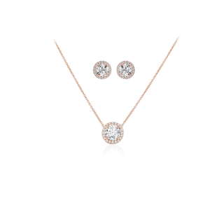 0.50ct Halo Necklace & Earrings Set