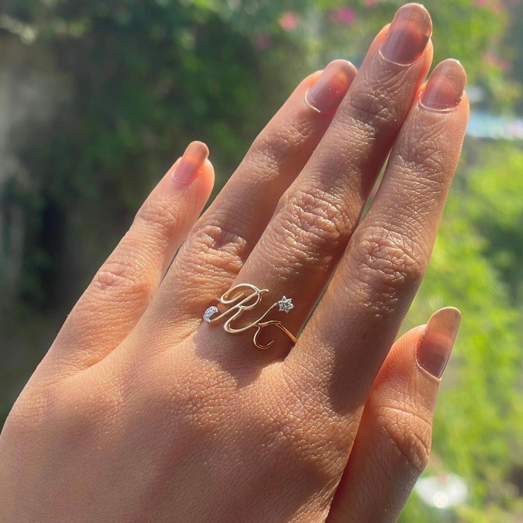 Buy Initial Star And Moon Diamond Rings Online DiAi Designs