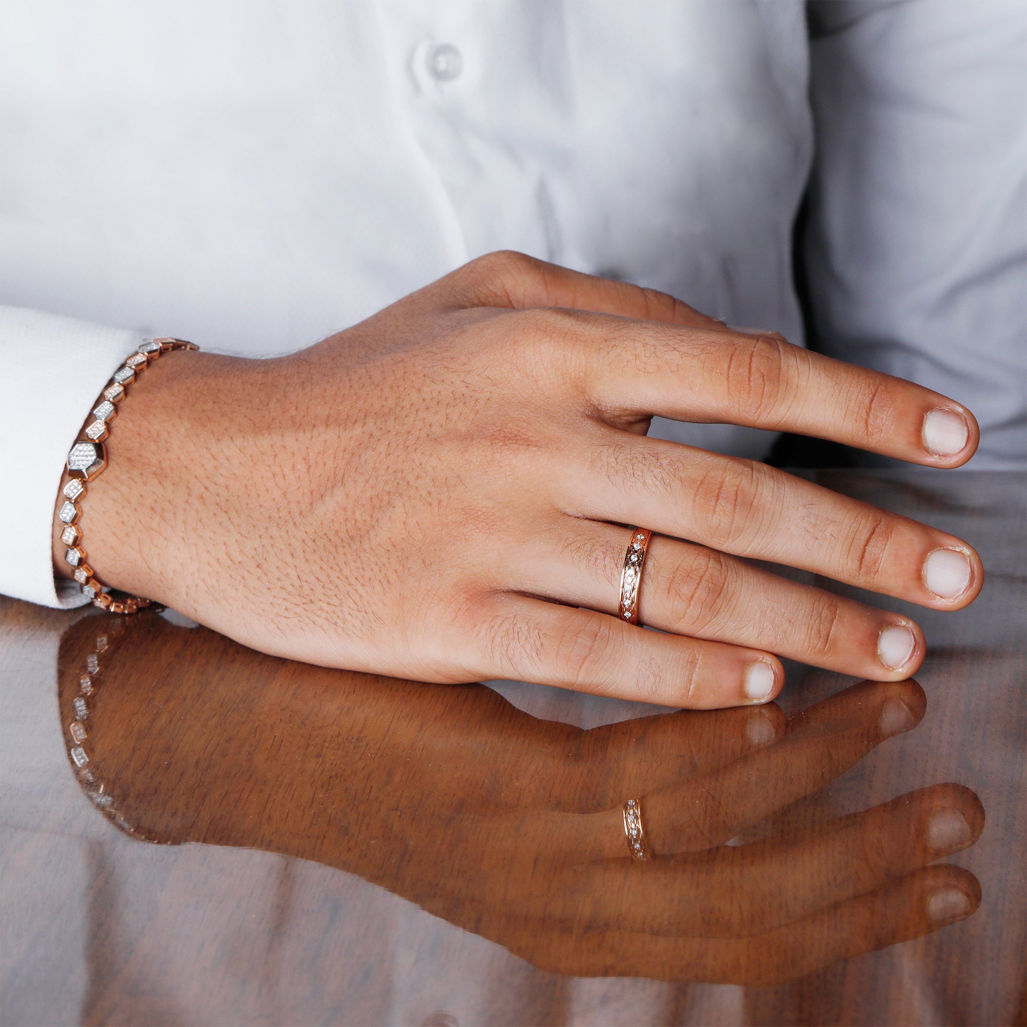 Faceted Gold Band Men's