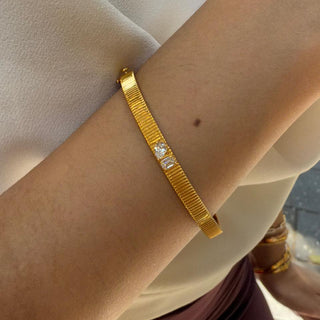 Fluted Toi Et Moi Cuff Bracelet