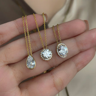 Round Halo Necklace