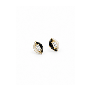Monochrome Emerald Studs