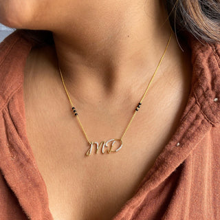 Initial Minimal Mangalsutra With 2 Cursive Letters