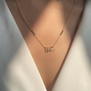 Initial Minimal Mangalsutra With 2 Cursive Letters