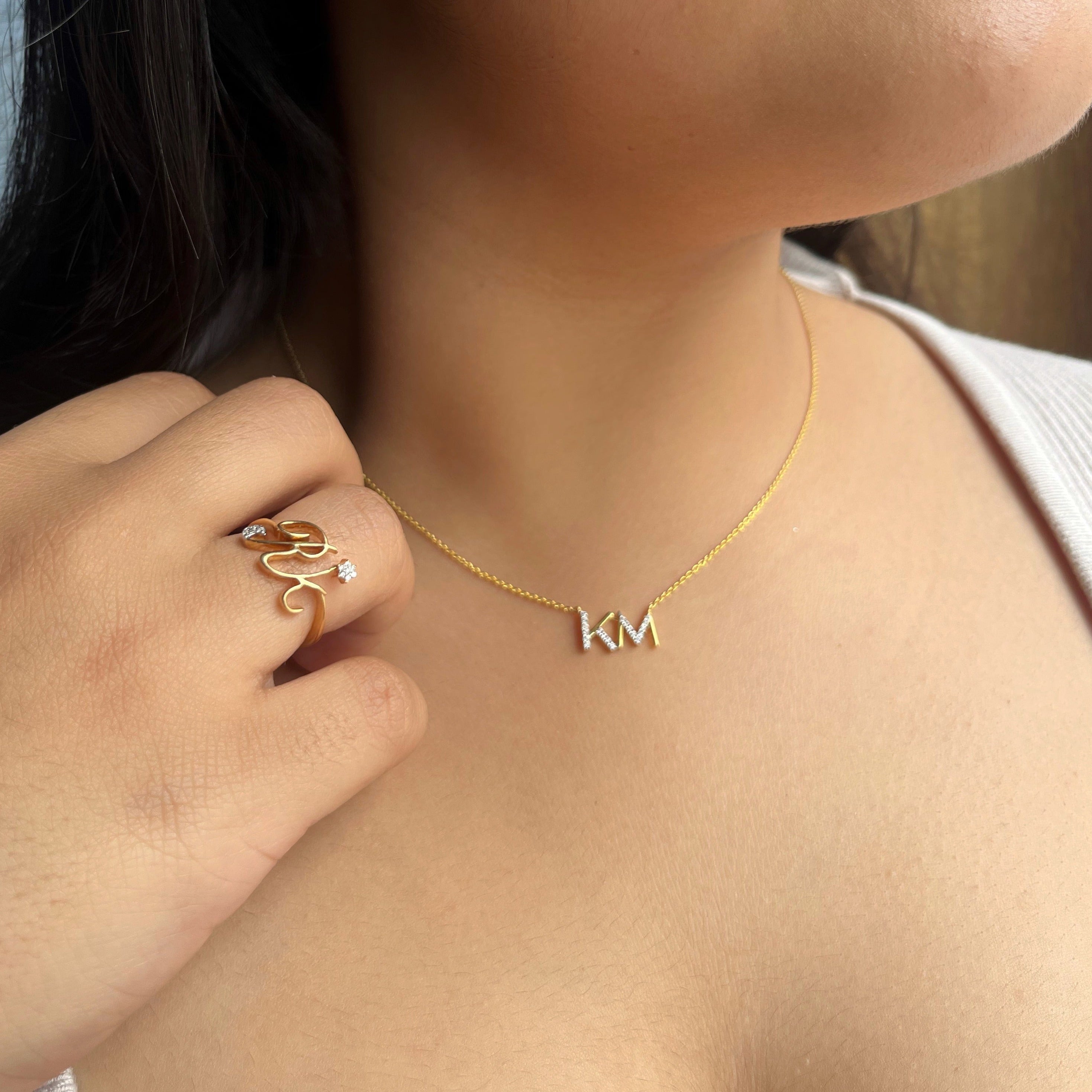 Initial Star And Moon Ring