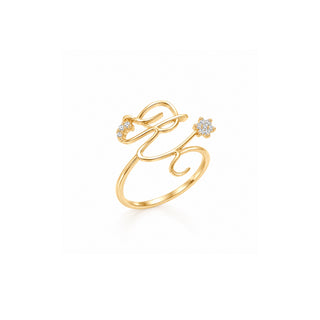 Initial Star and Moon Ring