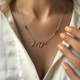 Initial Minimal Mangalsutra With 2 Cursive Letters