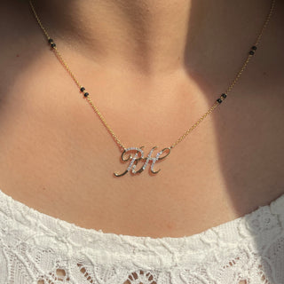 Initial Minimal Mangalsutra With 2 Cursive Letters