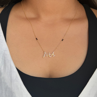 Personalised Initial Cursive Letter Diamond Mangalsutra