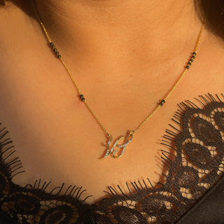 Initial Minimal Mangalsutra With 2 Cursive Letters