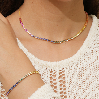 The LiteString™ Half Rainbow Tennis Necklace & Bracelet Set
