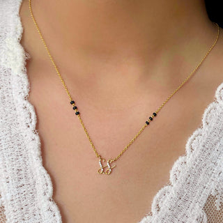 Initial Minimal Mangalsutra With 2 Cursive Letters