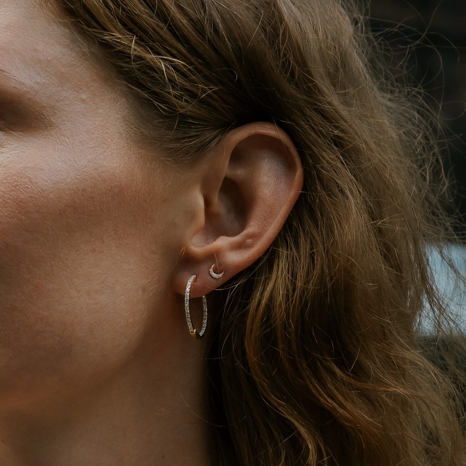 Drop Earrings Half Moon Shape Earrings Mama Crescent Moon Stud