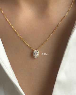 Oval Halo Necklace