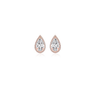 Pear Halo Solitaire Studs