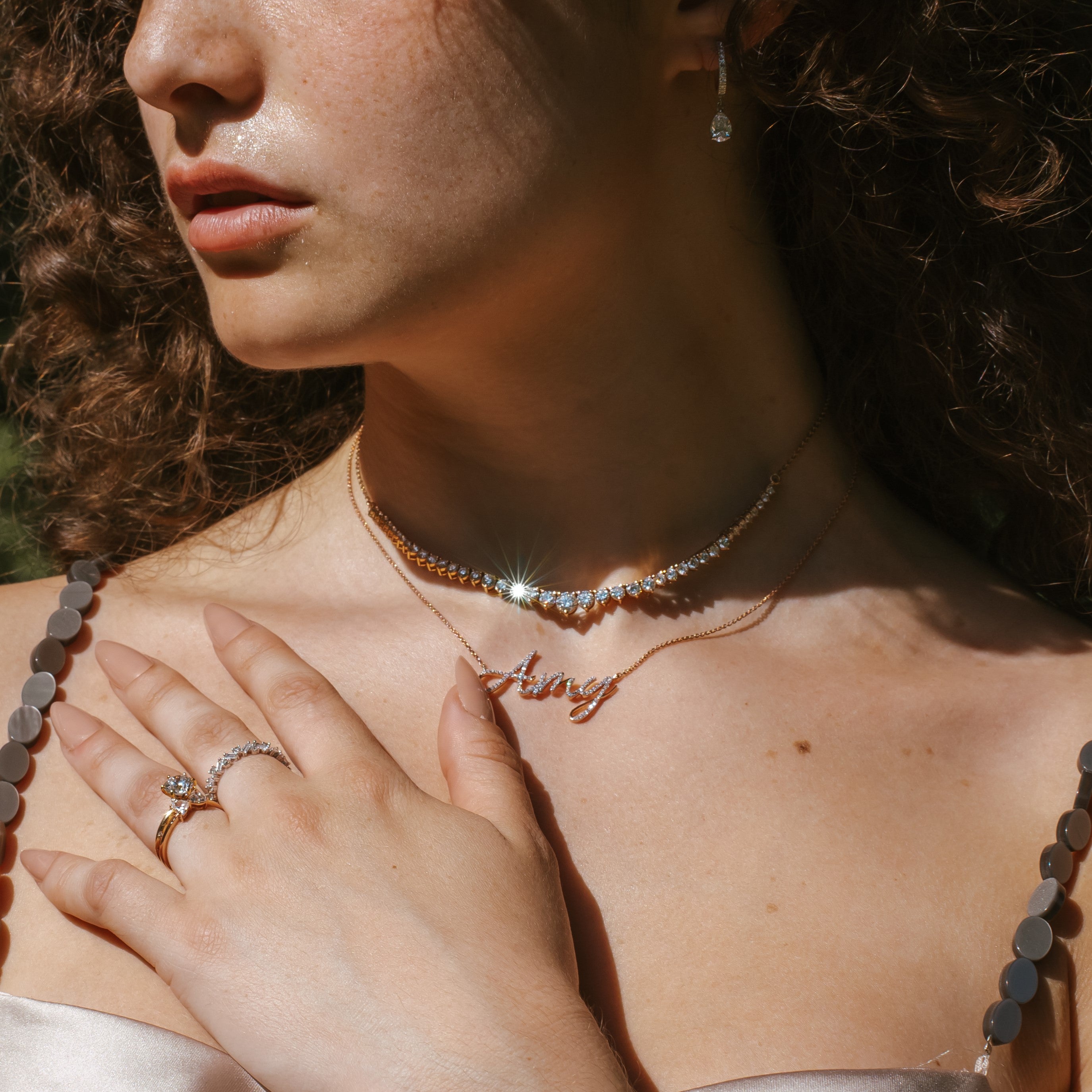 Personalised Diamond Script Name Necklace - Main Image