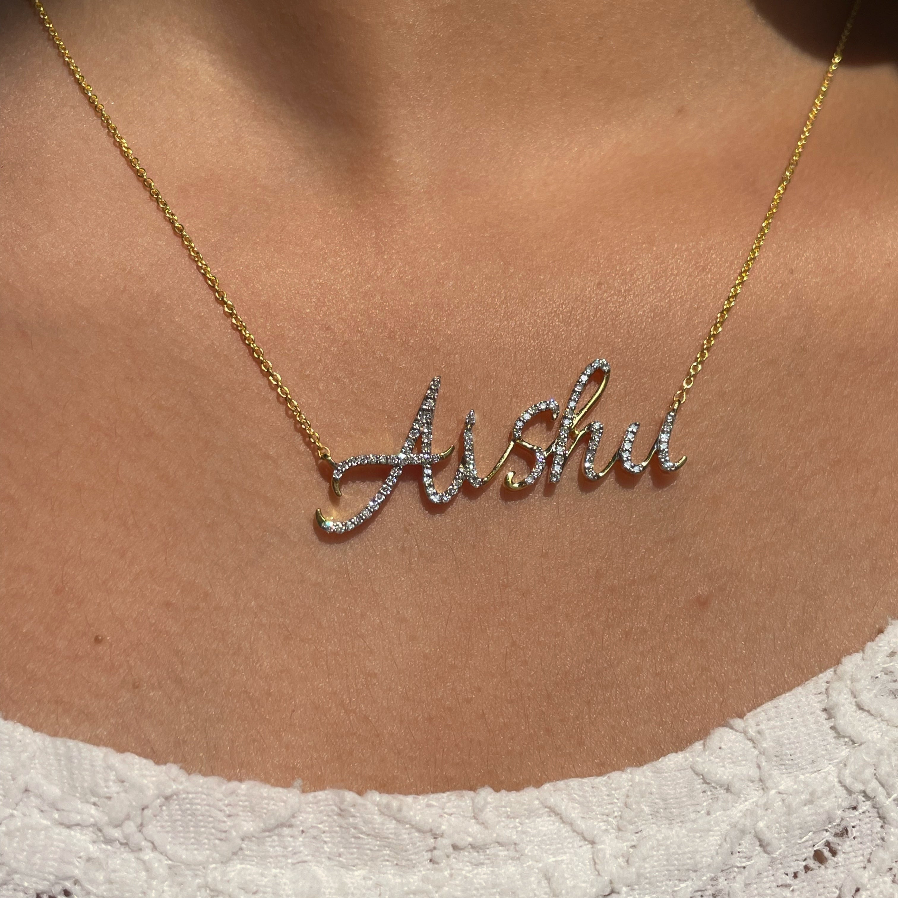 Personalised Diamond Script Name Necklace