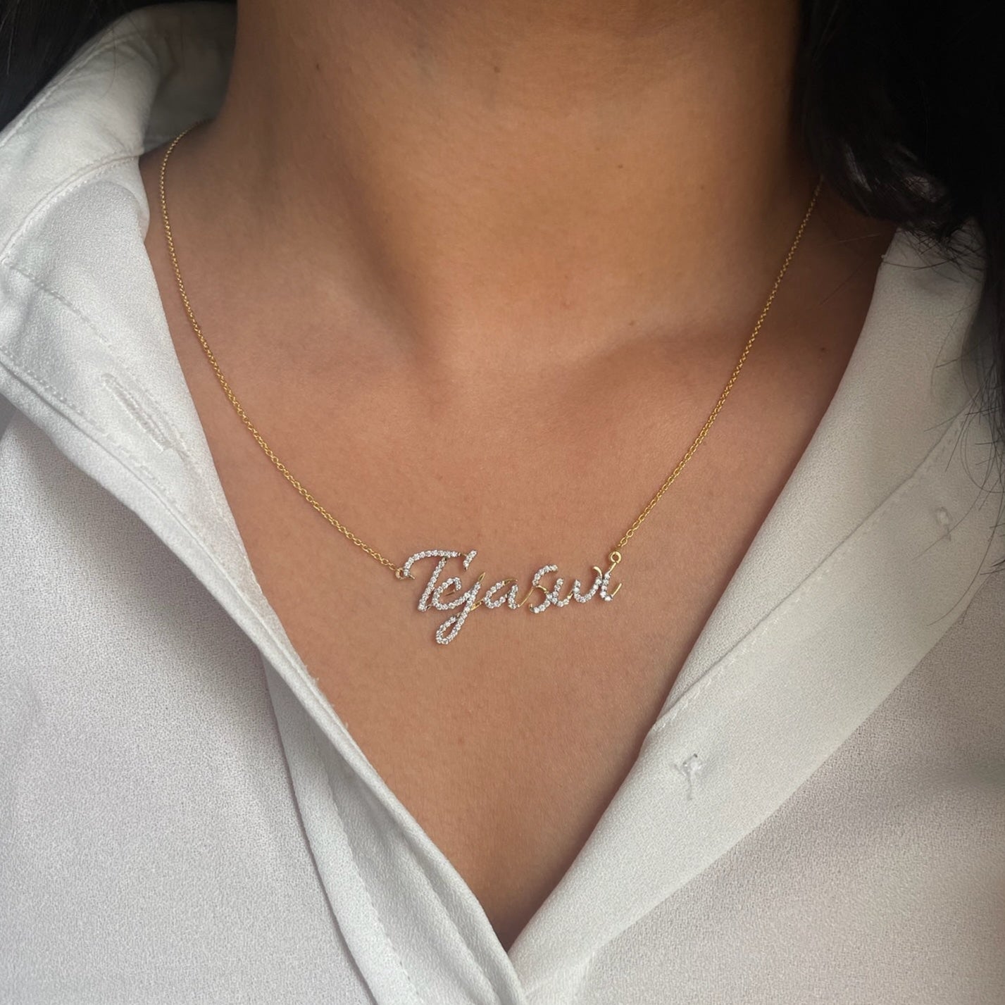 Personalised Diamond Script Name Necklace