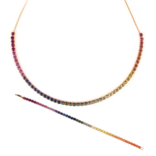 The LiteString™ Half Rainbow Tennis Necklace & Bracelet Set