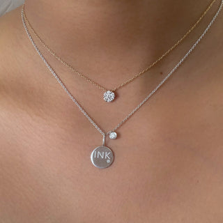 Round Gold Diamond Disc Necklace