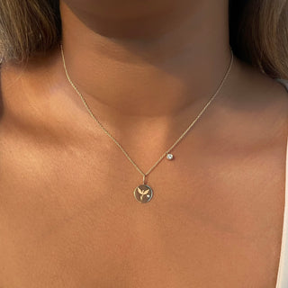 Round Gold Diamond Disc Necklace