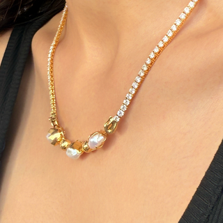 Sculpted Detachable Baroque Tennis Necklace