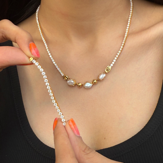 Sculpted Detachable Baroque Tennis Necklace