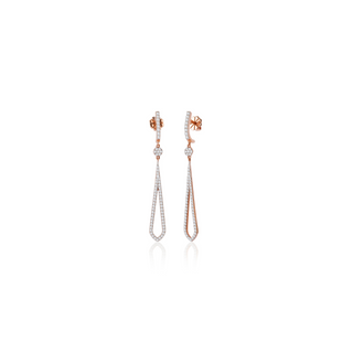 Symmetrical Edged Long Diamond Earrings