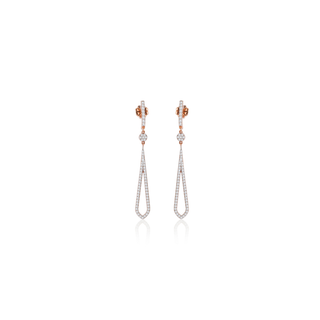 Symmetrical Edged Long Diamond Earrings