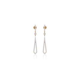 Symmetrical Edged Long Diamond Earrings