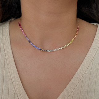 The LiteString™ Half Rainbow Tennis Necklace & Bracelet Set