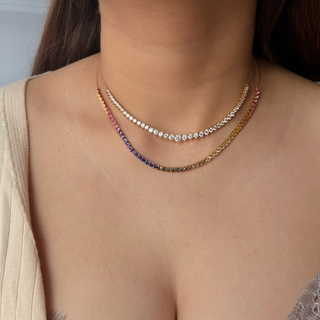 The LiteString™ Half Rainbow Tennis Necklace & Bracelet Set